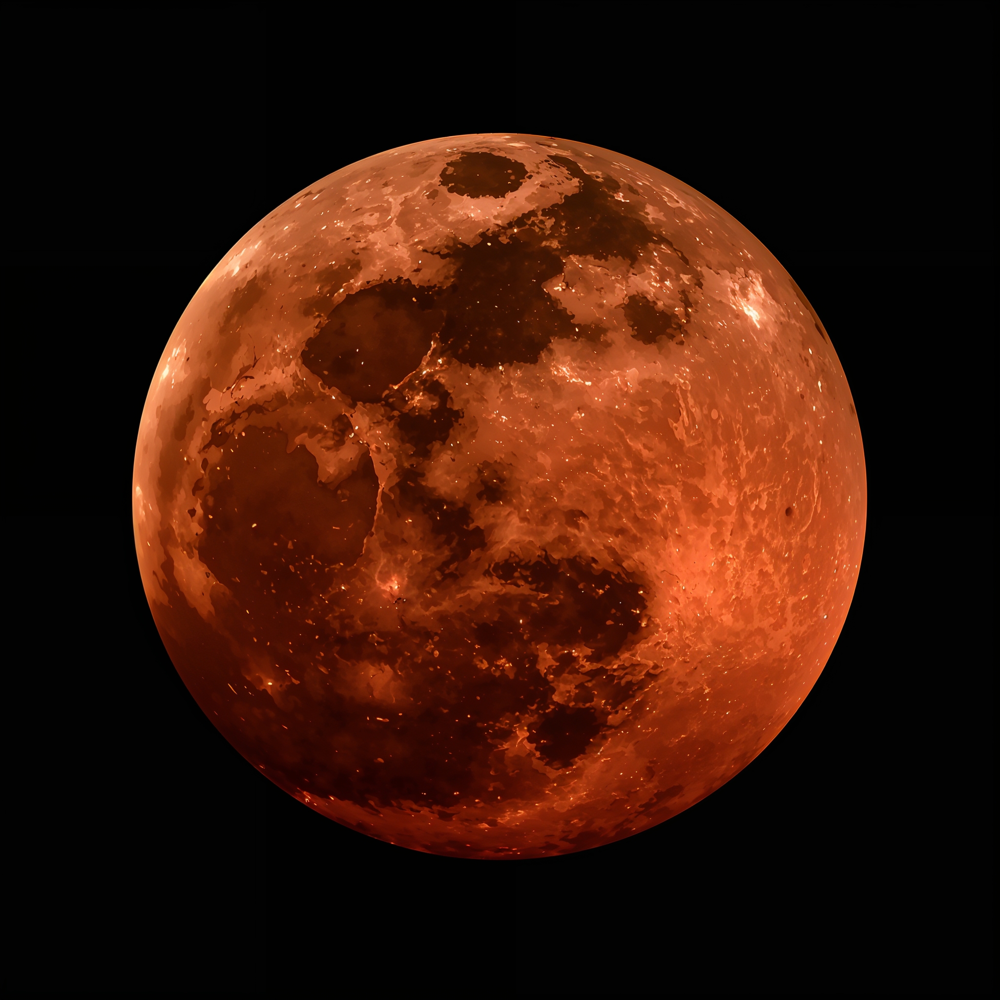 Deep red blood moon during total lunar eclipse on March 3 2026 against dark night sky